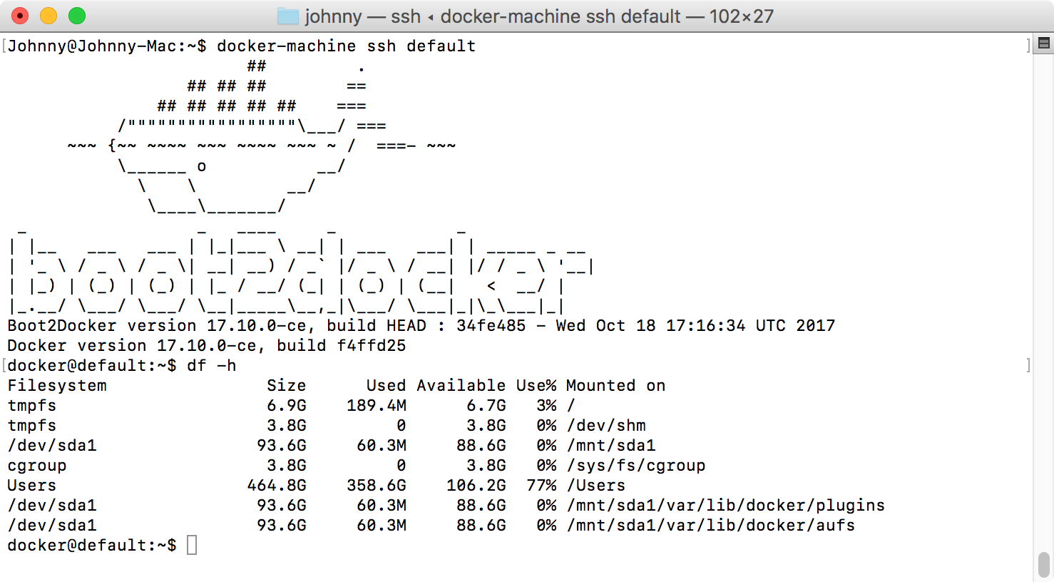 docker for mac ssh into vm