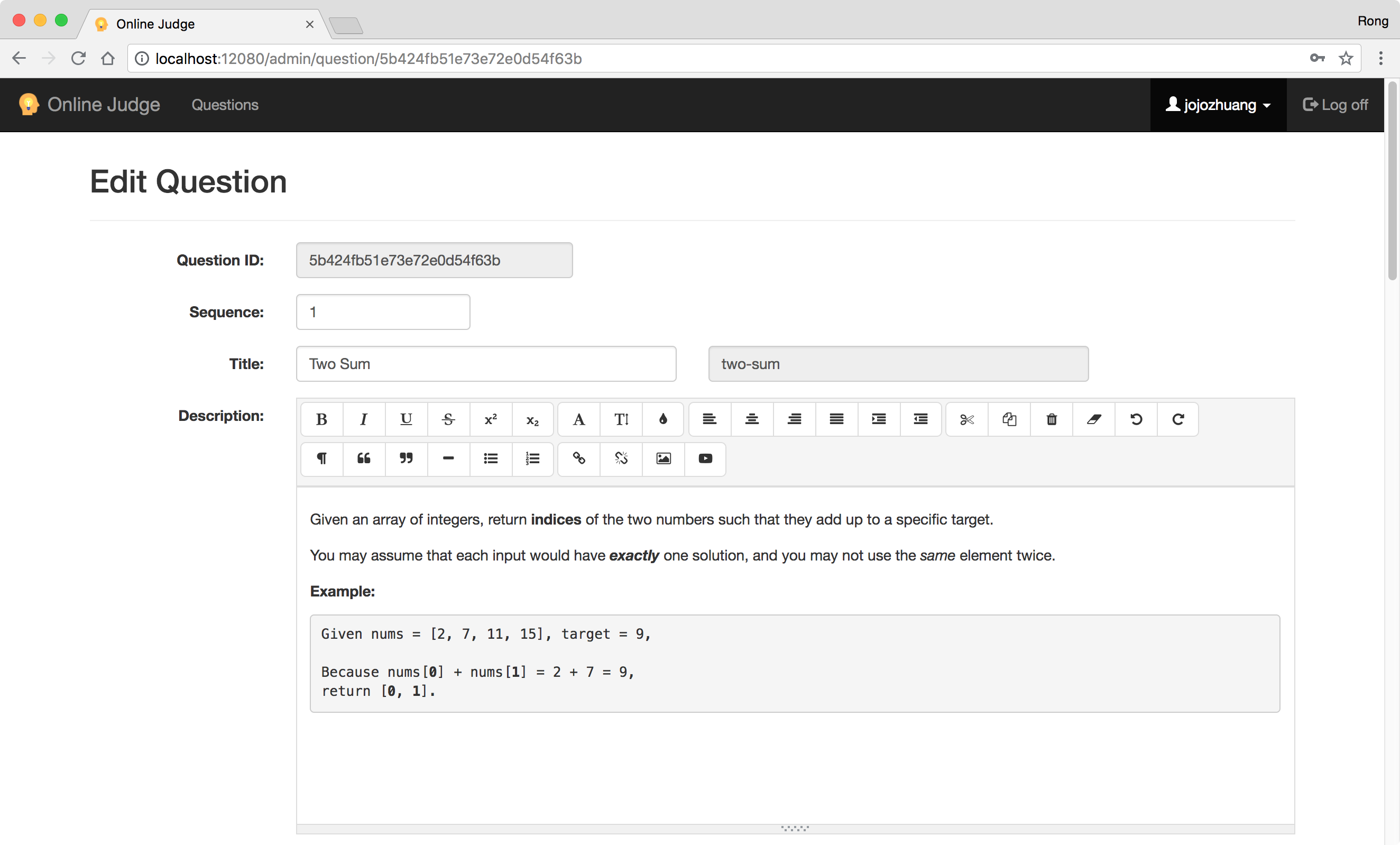 Online Judge Rich Text Editor Https Jojozhuang Github Io