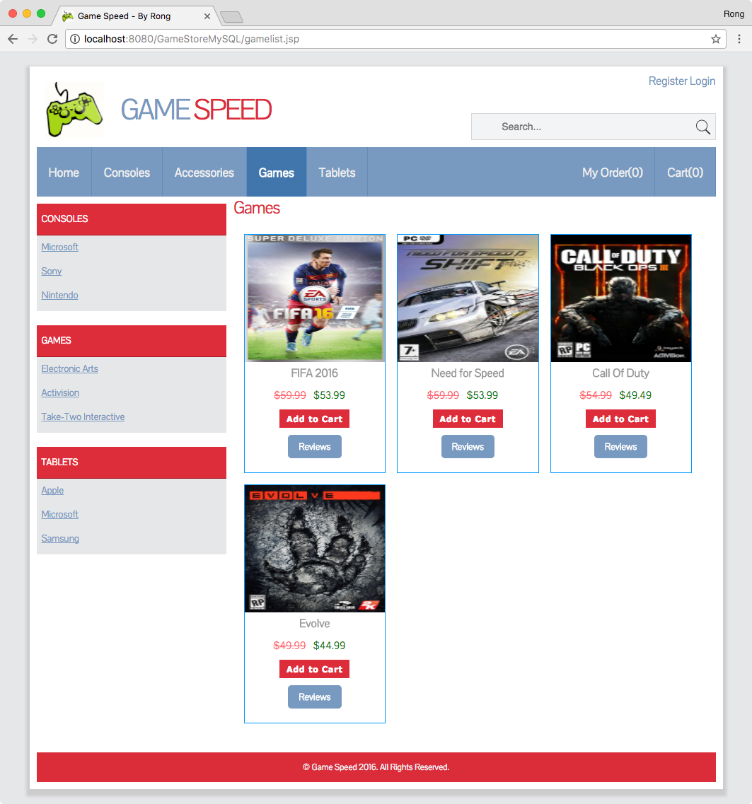 Fully Retro Online Game Shopping Web Application in Java